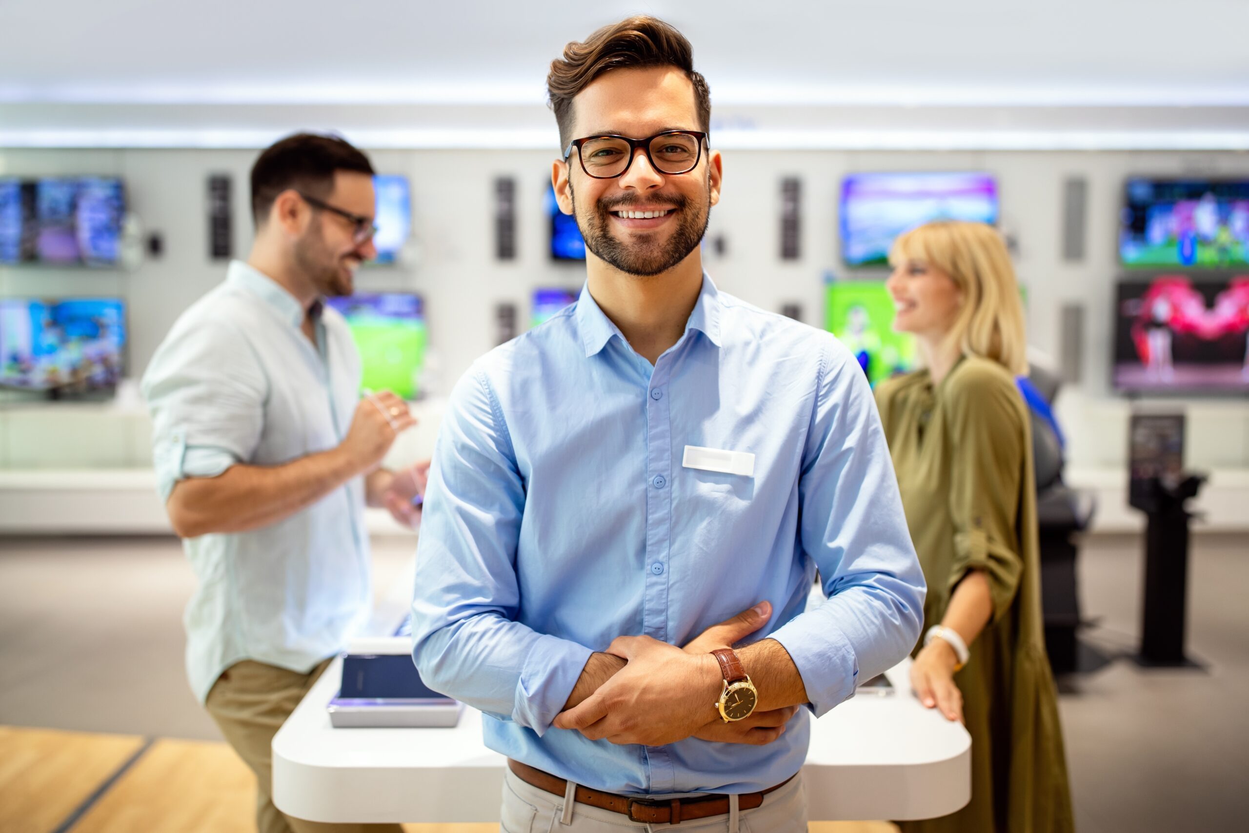 Sales representative offering excellent customer service